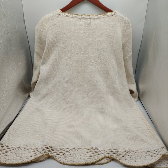 Work In Progress Women’s Ivory Sweater Size XL 18 / 20 Beaded Hearts Bow - Picture 2 of 12